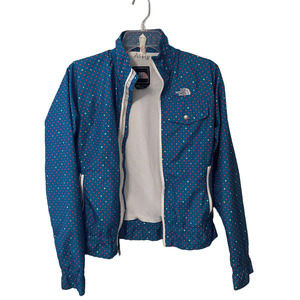 The North Face Polka Dot Blue Rain Jacket Coat Size XS